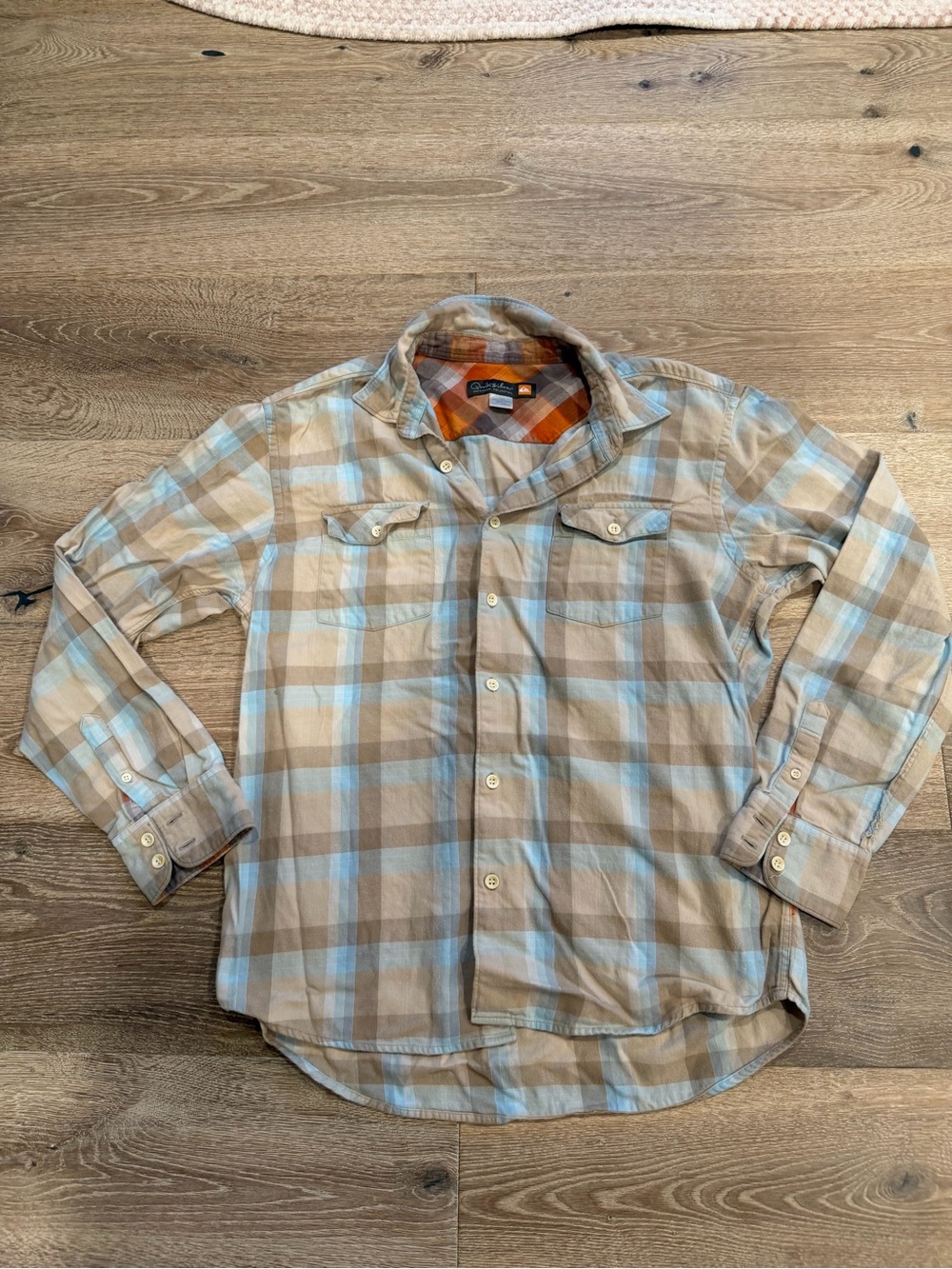 Quiksilver Plaid Button-Down Shirt - Tan & Blue